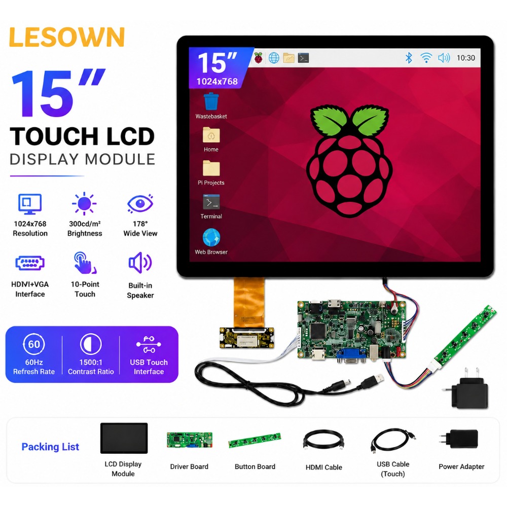 Arcade X - LESOWN 15インチ 1024x768 10点タッチLCDコンポーネント ドライバー不要 HDTV