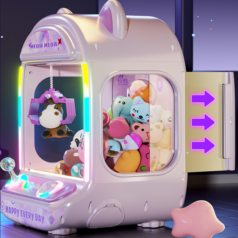 Coin Pusher Machine - DIY パープル自動人形マシン 子供用コイン式ゲーム ミニクレーンゲーム おもちゃ クレーンマシン