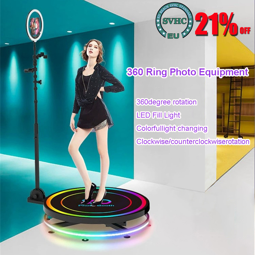 Photo Booth Machine - 自動フォトブースマシン,ポータブル,フレキシブル,セルフデバイス,ビデオカメラ,LED, 360, 80cm